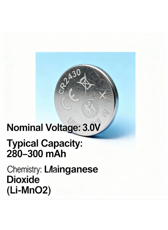 robotgcc CR2430 3V Lithium Coin Battery 10-Pack (2 Blisters × 5 Cells) | Stable Voltage Output | Slim Profile, Long Shelf Life for Watches, Fitness Trackers, Medical Devices & Thin Electronics - Image 3